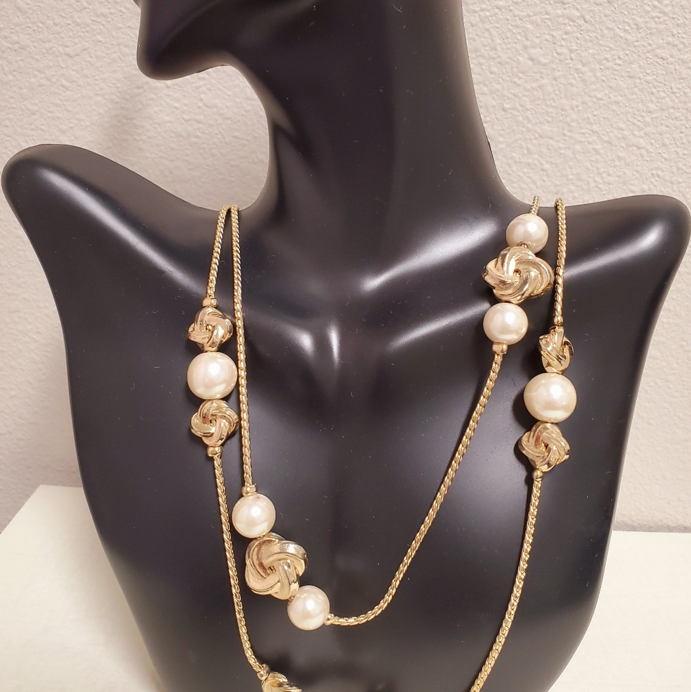 - SOLD- GIVENCHY Vintage Gold Perl Necklace 22"